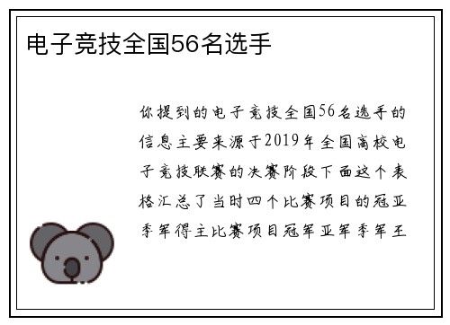 电子竞技全国56名选手